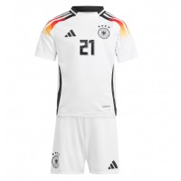 Camisa de Futebol Alemanha Ilkay Gundogan #21 Equipamento Principal Infantil Europeu 2024 Manga Curta (+ Calças curtas)